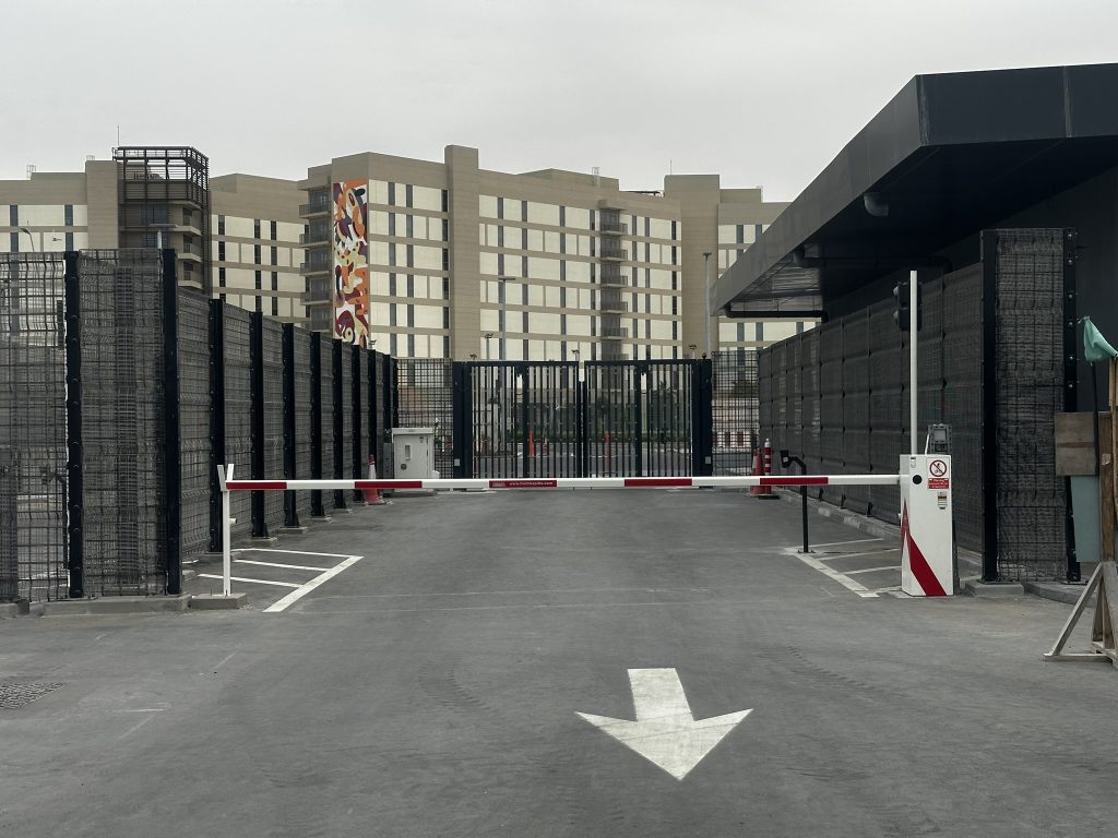 Blog banner showing safety barriers and gate systems used in UAE infrastructure projects, highlighting engineered solutions for public sector decision-makers and urban safety planning.