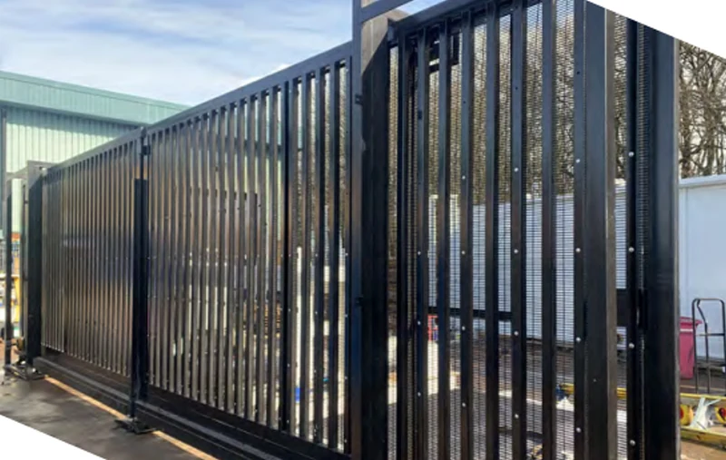 LPS 1175 platinum bi-parting sliding gate with vertical bar infill for high-security perimeter access control.
