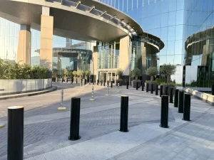 Array of HVM bollards installed infront of hotel in Saudi