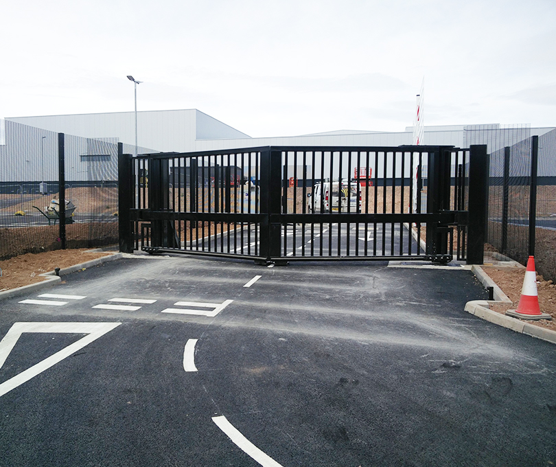 Crash-rated sliding gate securing an airport entrance