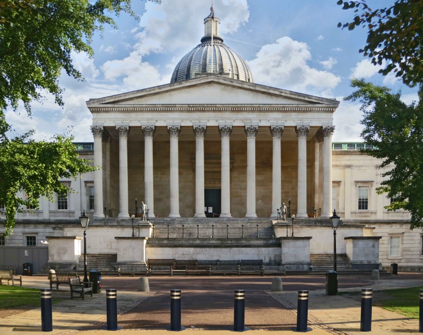 Bollards installed in front of an event venue to protect pedestrians and support event security management.