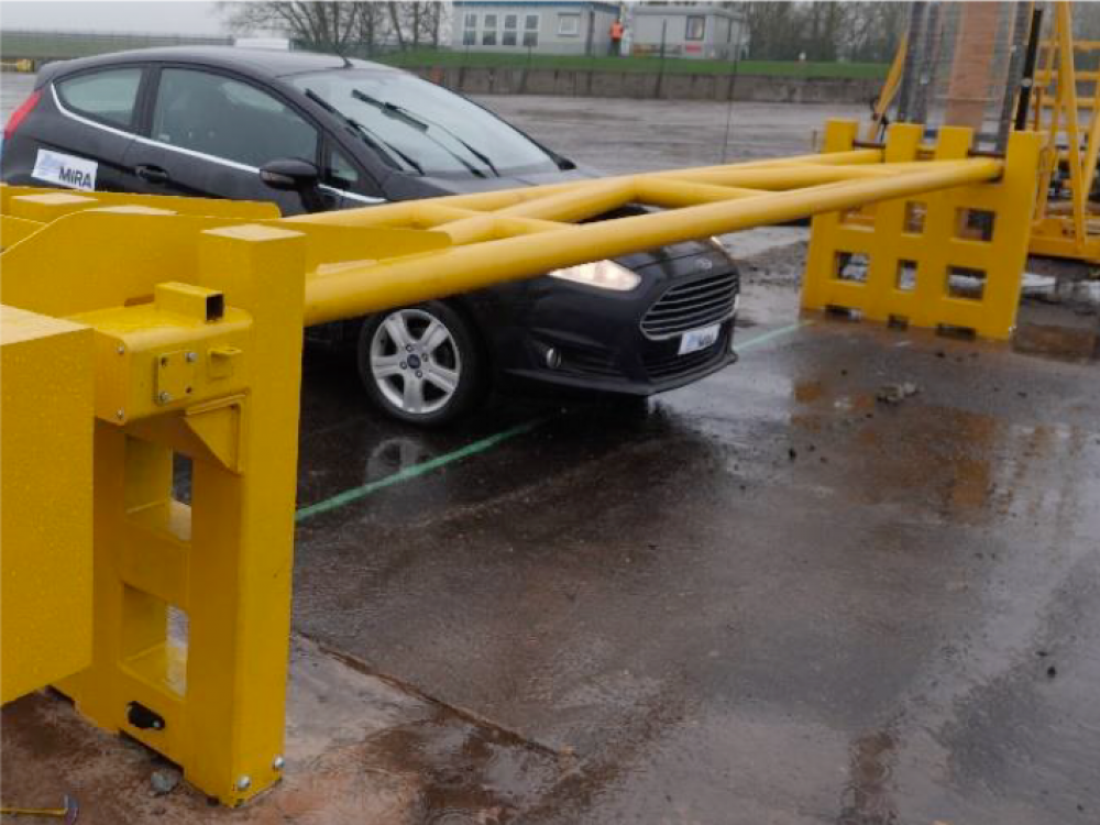 Urban setting with various security barriers