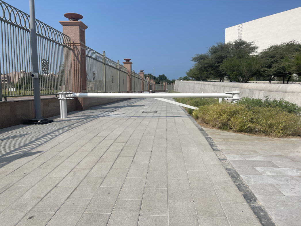 IWA 14 Terra Ultimate 180° bi-directional manual swing barrier for HVM, impact tested 7.2t @ 80kph at a secure entrance.