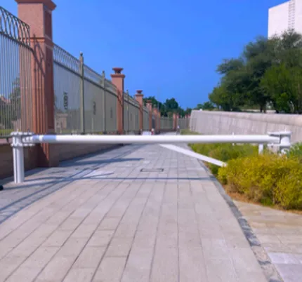 Installed Terra Ultimate 180° Swing Barrier by Frontier Pitts — IWA 14 crash tested manual HVM solution securing perimeter access with shallow embedment installation.