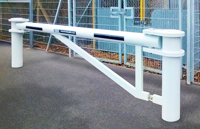 High-security swing gate barrier protecting secured perimeter facility entrance