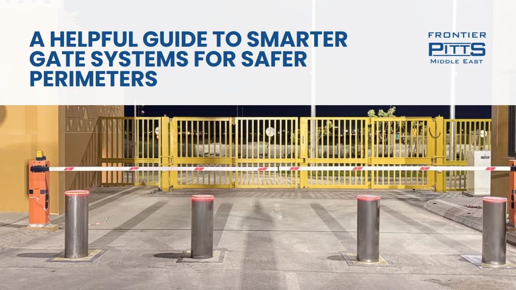Security gate system with bollards and access barrier by Frontier Pitts Middle East for controlled vehicle access at a GCC facility